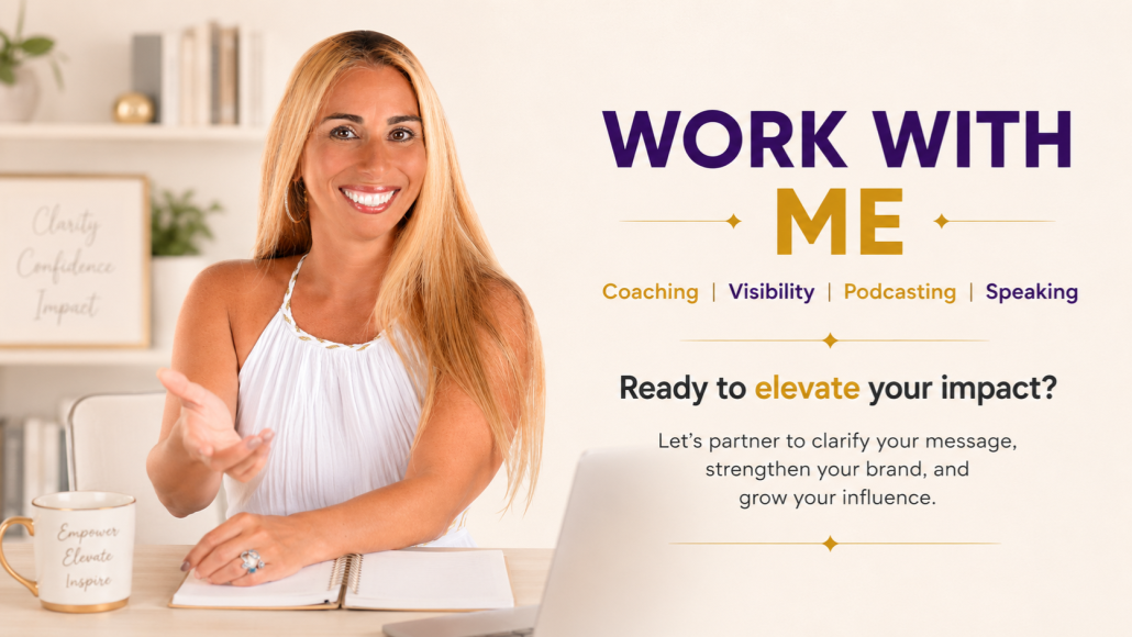 Work-with-Stacey-Chillemi.webp Stacey Chillemi holding a microphone while offering coaching, visibility, podcasting, and speaking support to purpose-driven professionals.